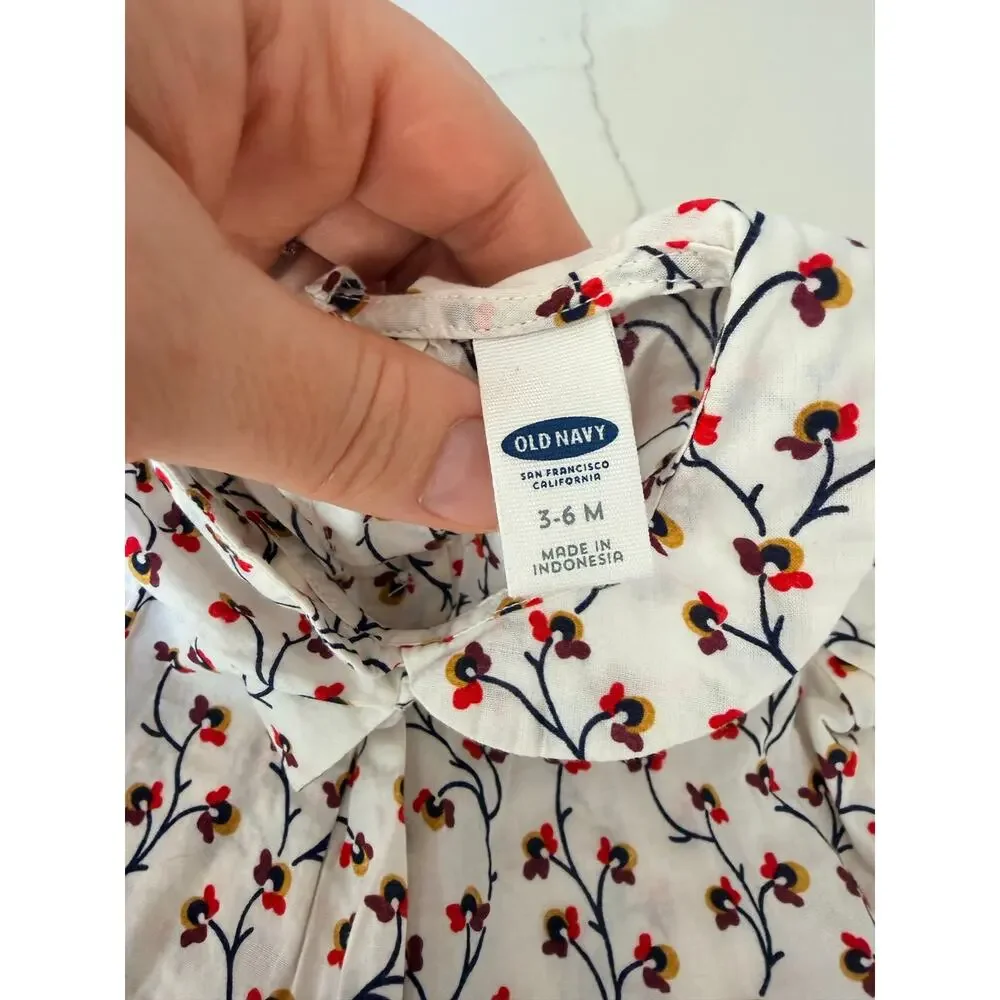 Old Navy Baby Girl Peter Pan Collar Floral Blouse (3-6M)